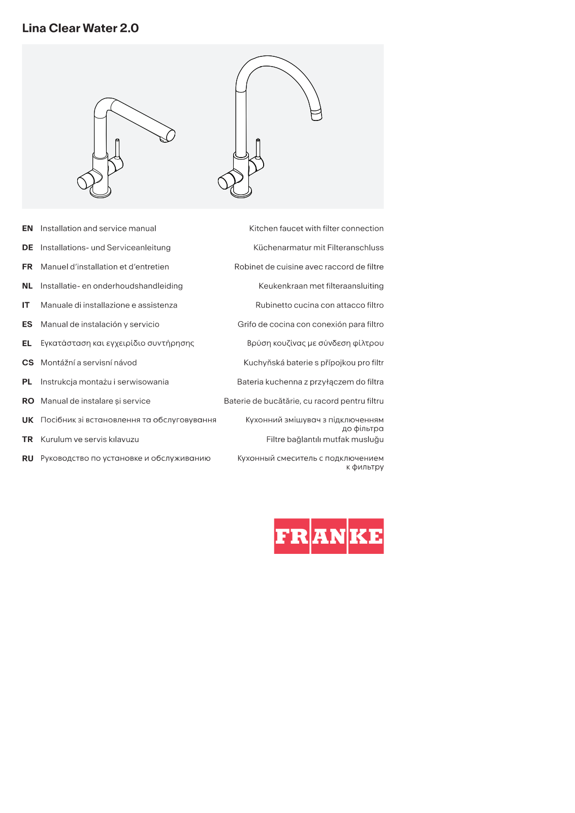 FRANKE Lina Clear Water 2.0 User guide - ManualMachine.com