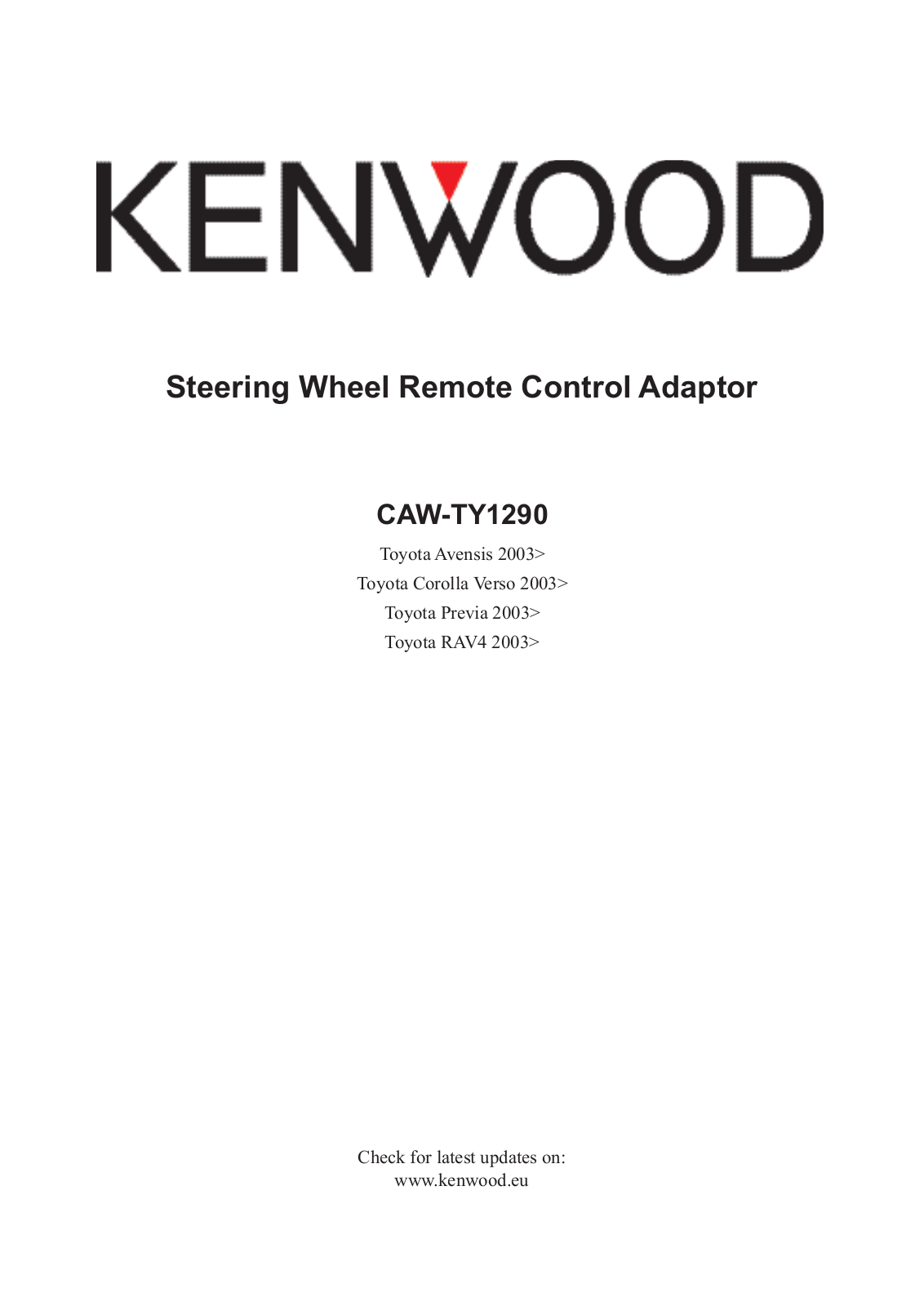 Kenwood CAW-TY1290 User Manual