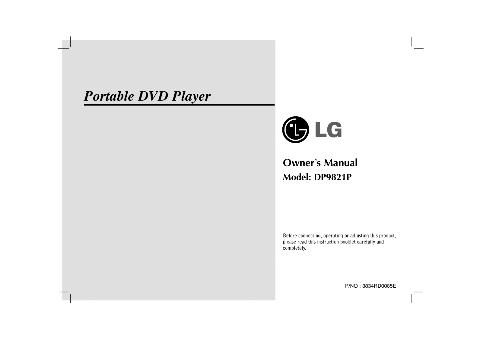 LG DP9821P User Manual