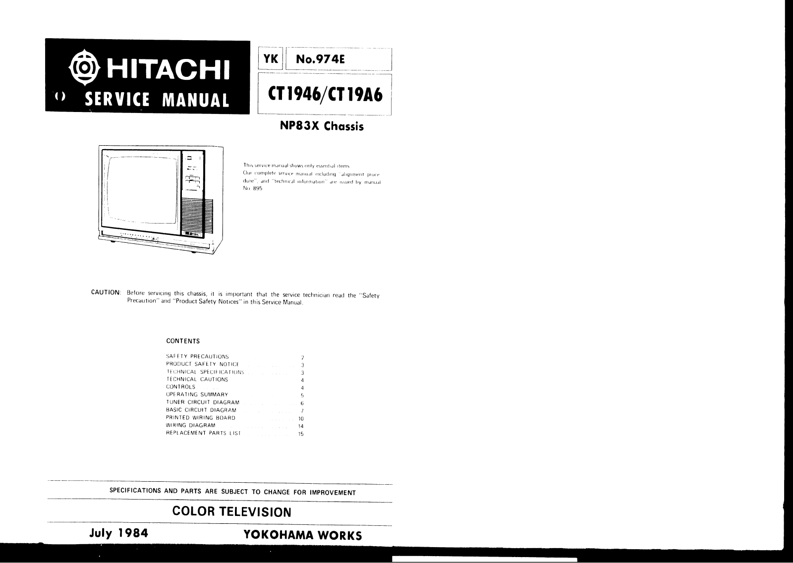 HITACHI ct1946 Diagram