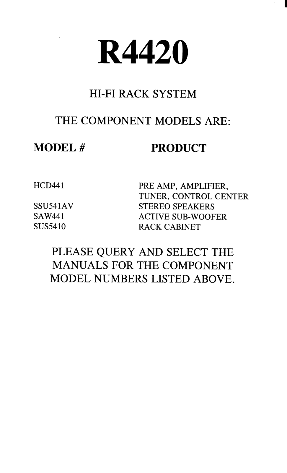 Sony R4420 Components