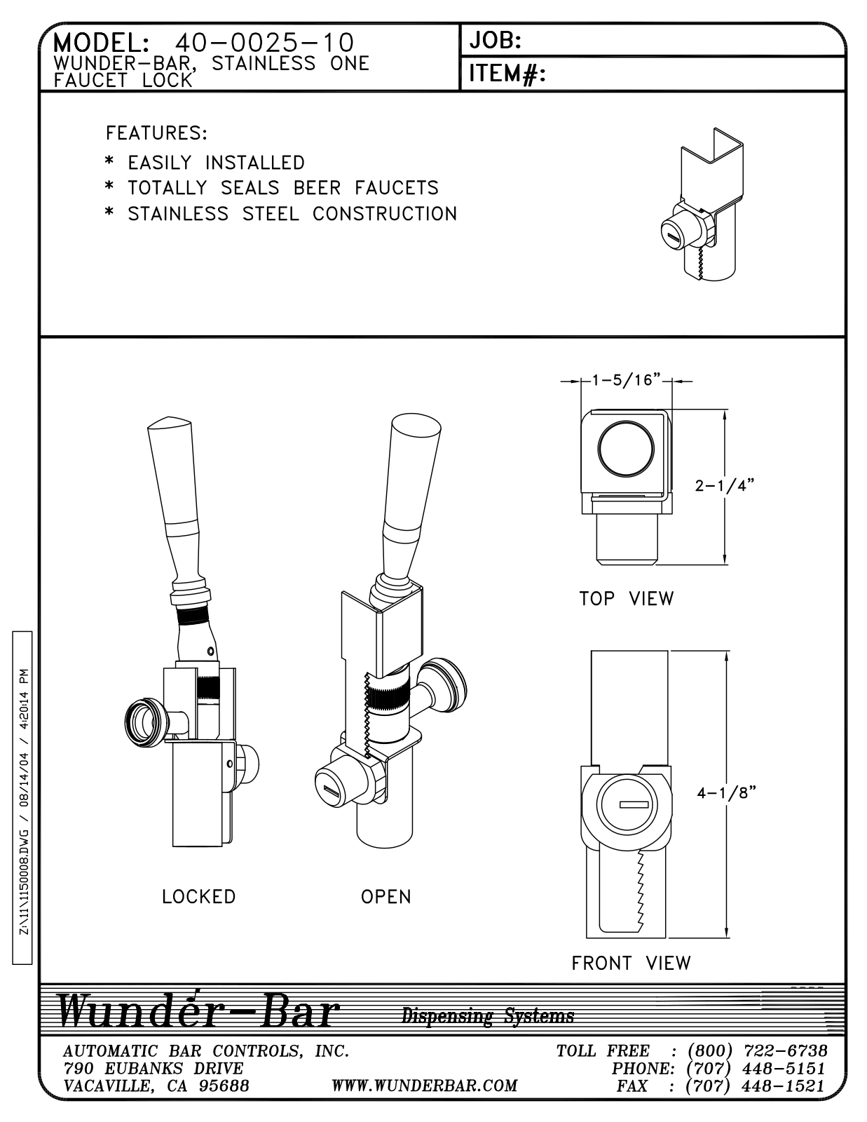 Wunder Bar 40-0025-10 User Manual