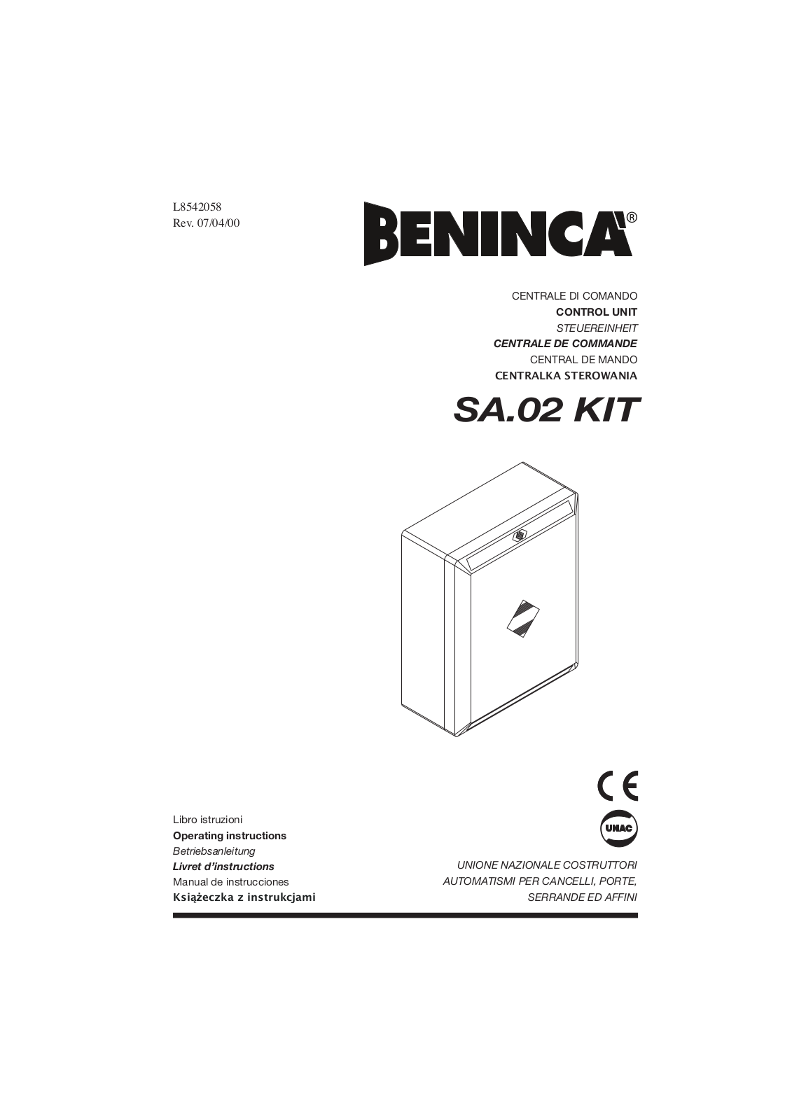 Beninca SA02 Kit User Manual