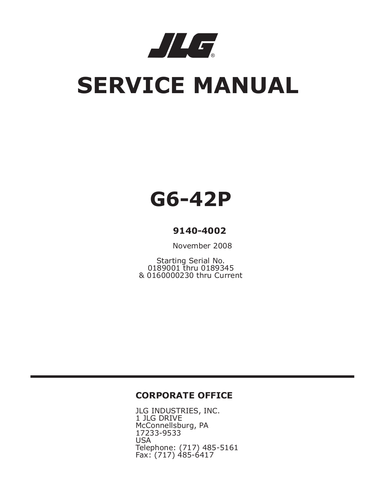 JLG G6-42P Service Manual