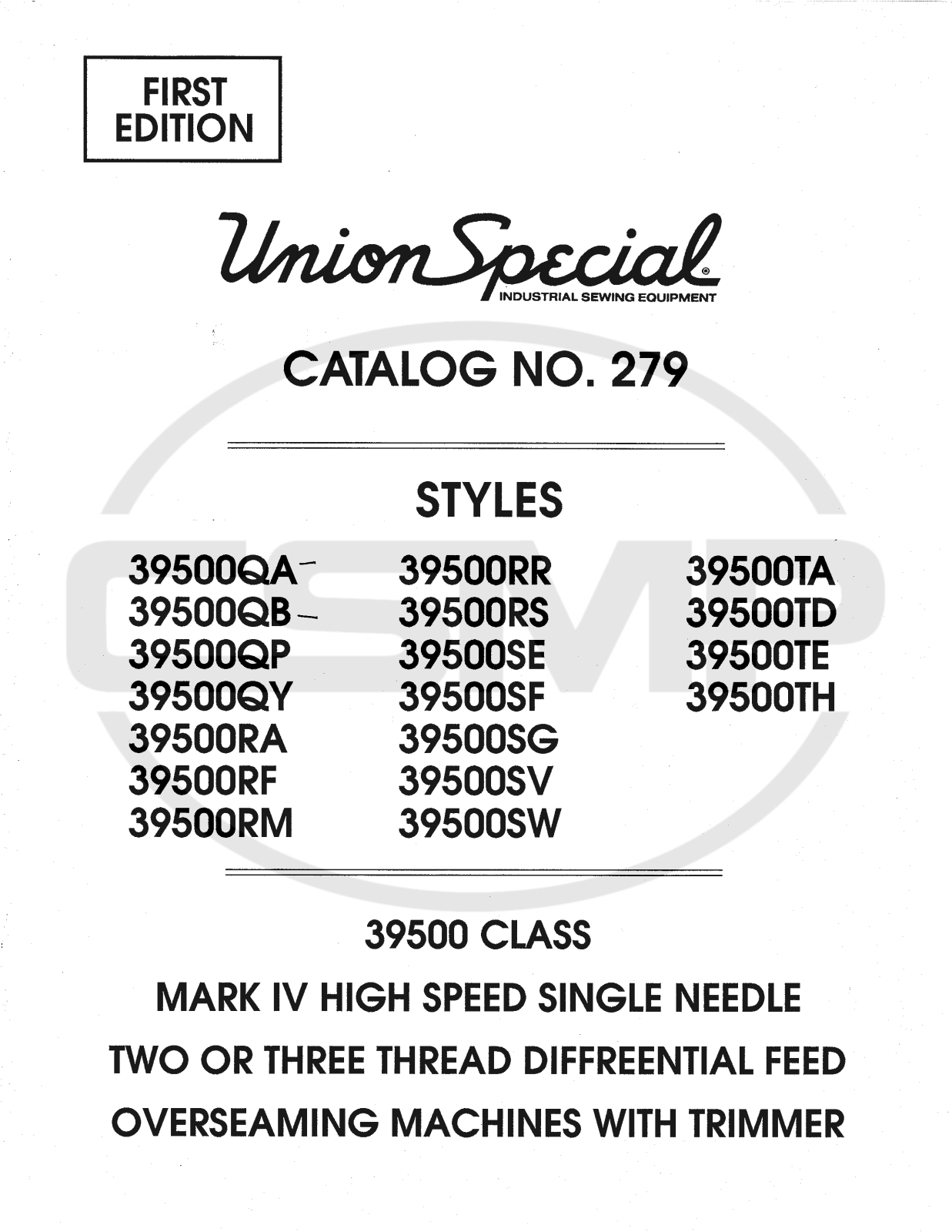 Union Special 39500TE Parts Book