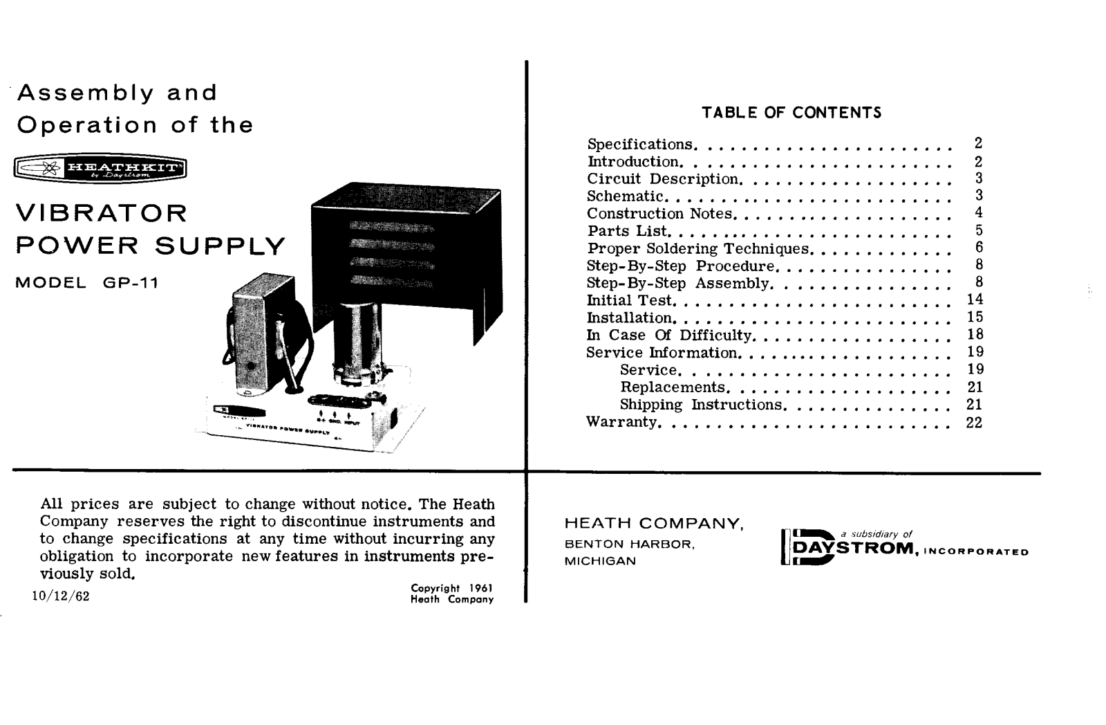 Heath Company GP-11 Schematic