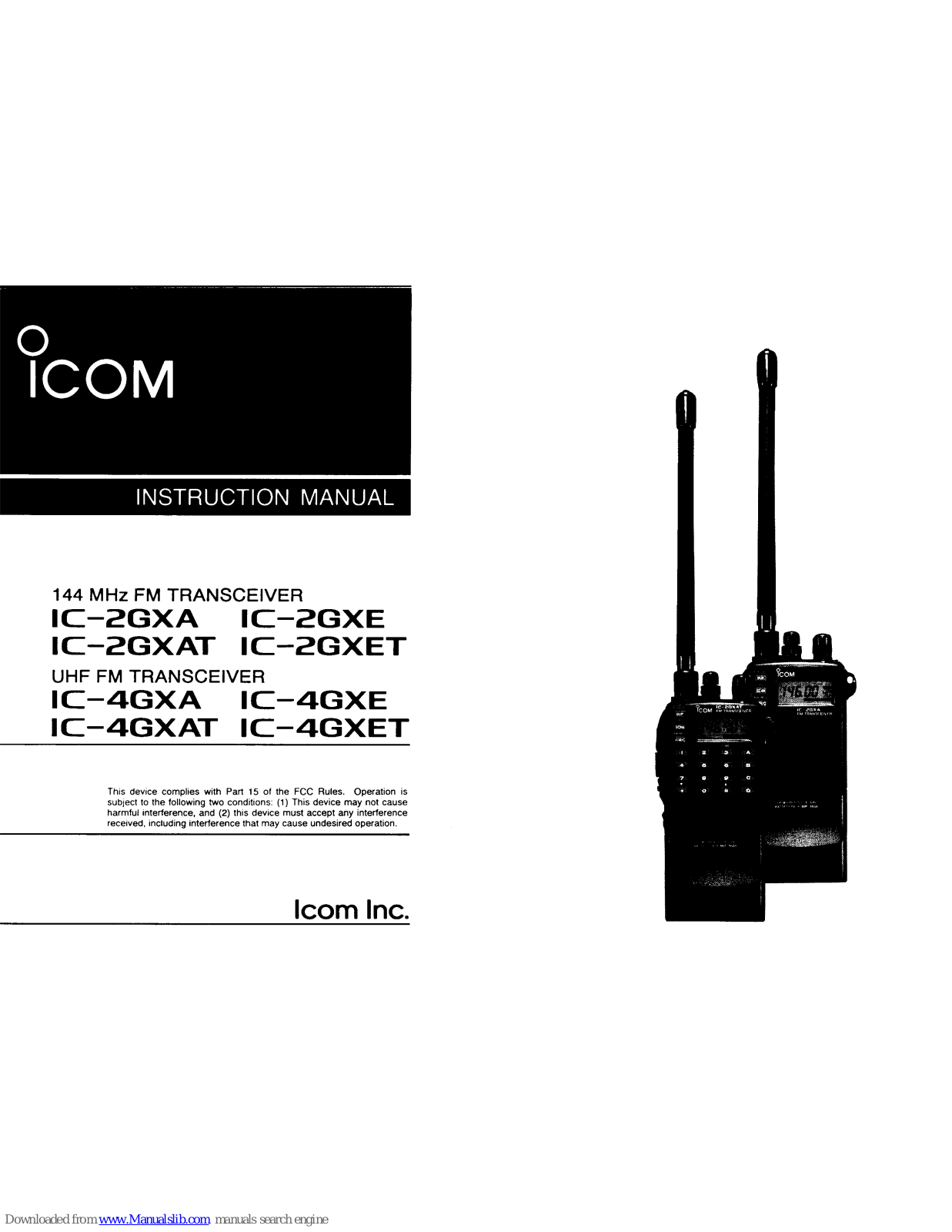 Icom IC-4GXAT, IC-4GXE, IC-4GXET, IC-2GXE, IC-2GXET Instruction Manual