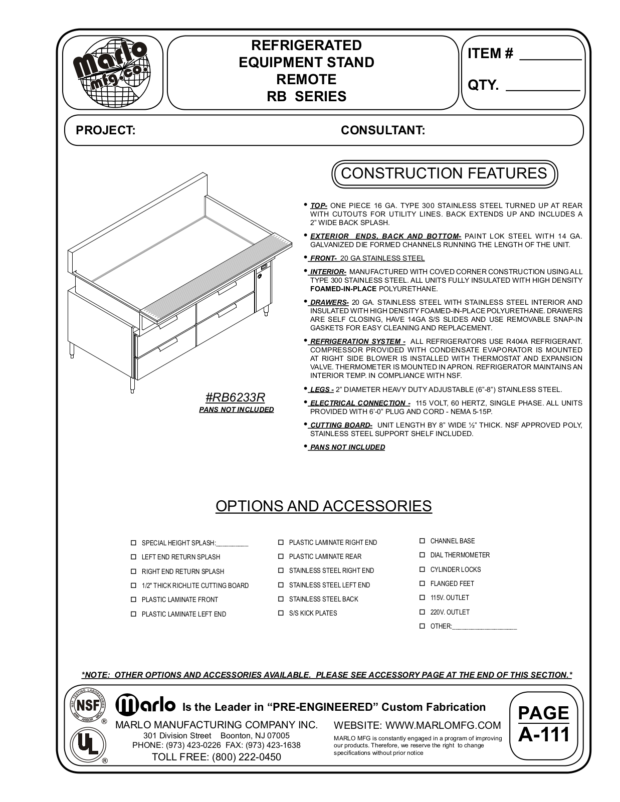 Marlo RB10433R User Manual