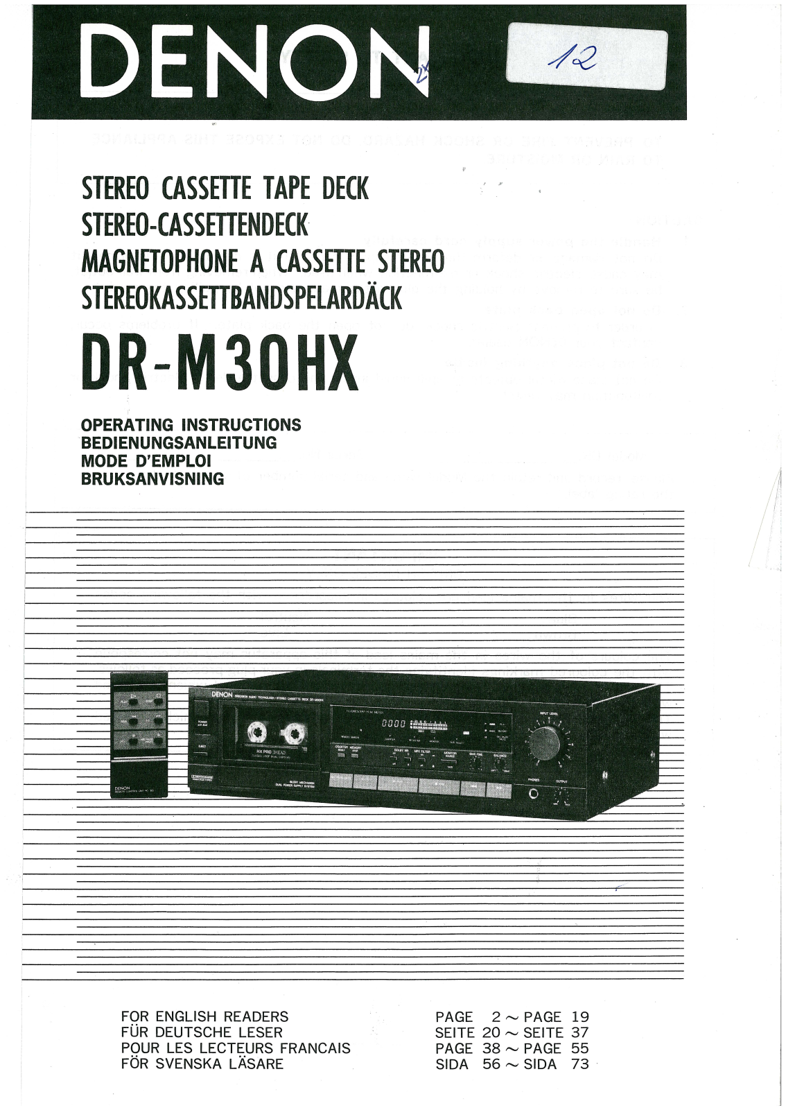 Denon DR-M30HX Owner's Manual