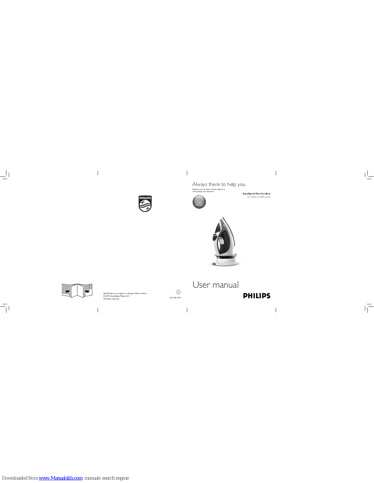 Philips EasySpeed Plus GC2078 series, EasySpeed Plus GC2089 series User Manual