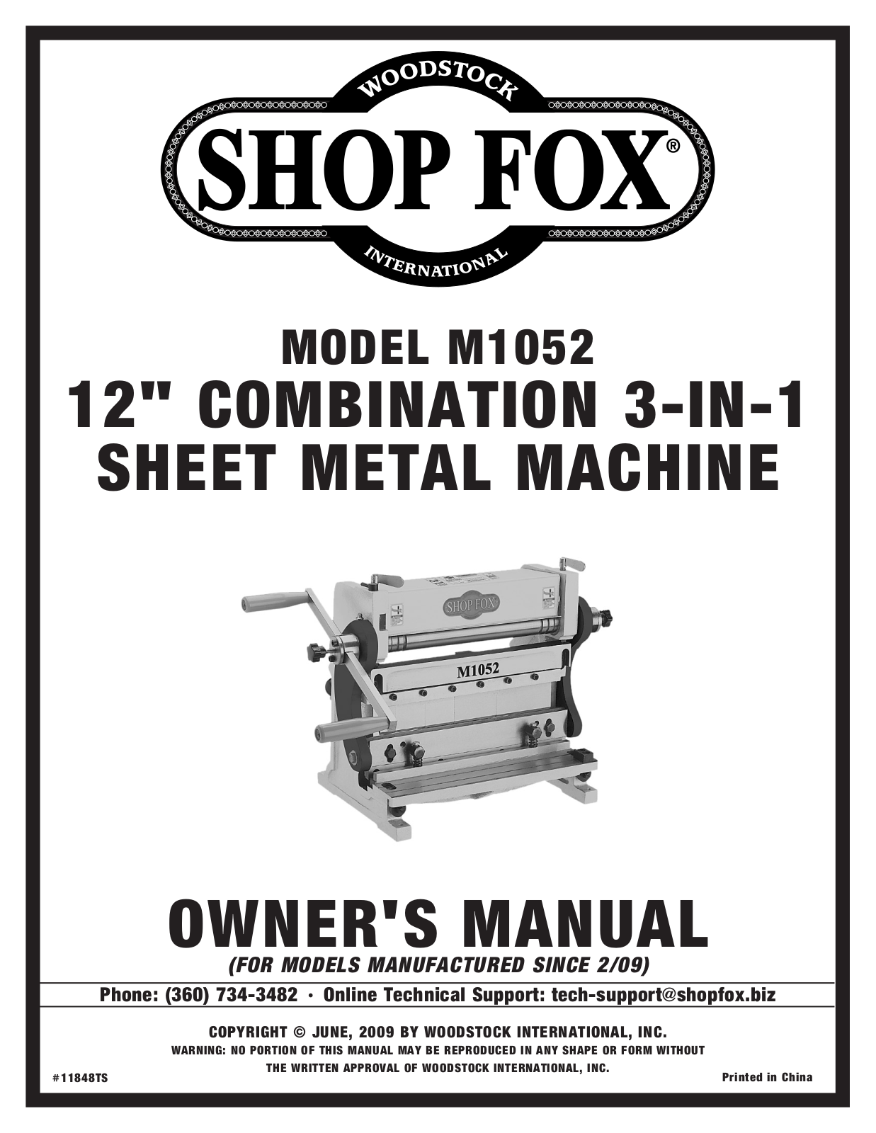 Shop fox M1052 User Manual