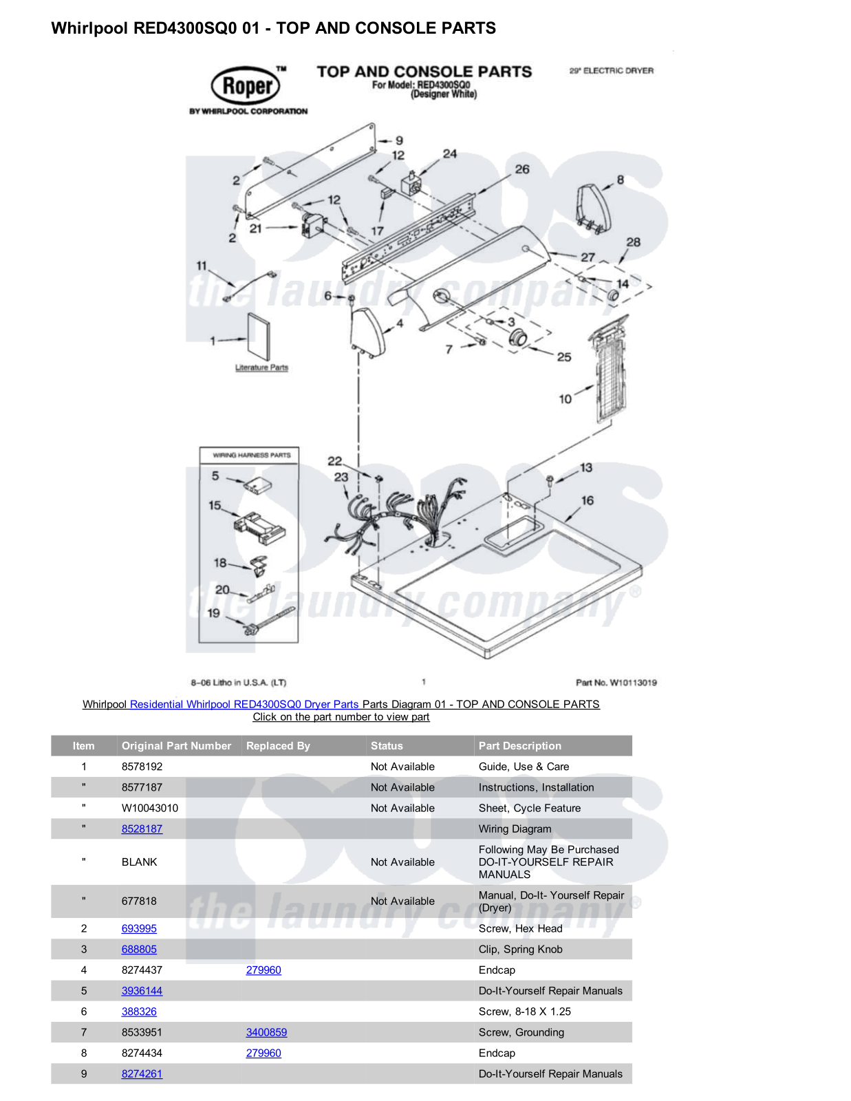 Whirlpool RED4300SQ0 Parts Diagram