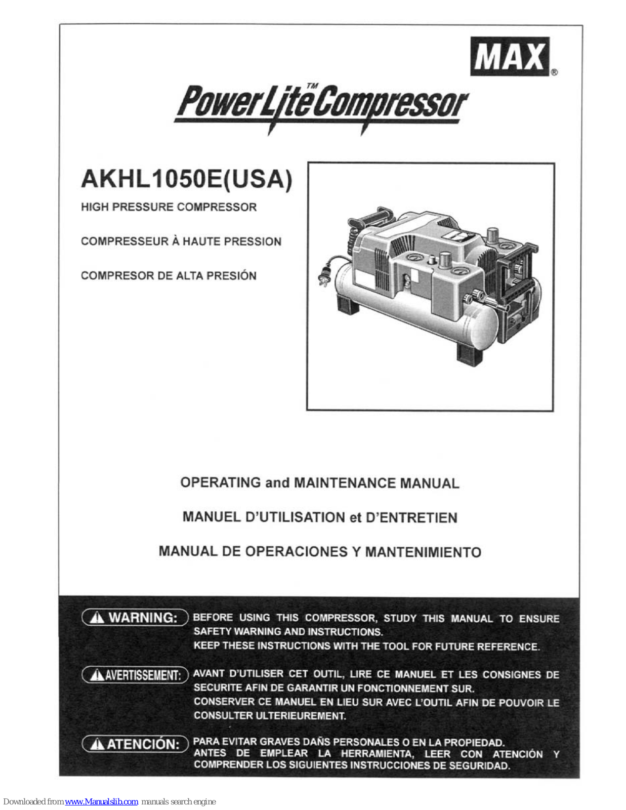 Max akhl1050e Maintenance Manual