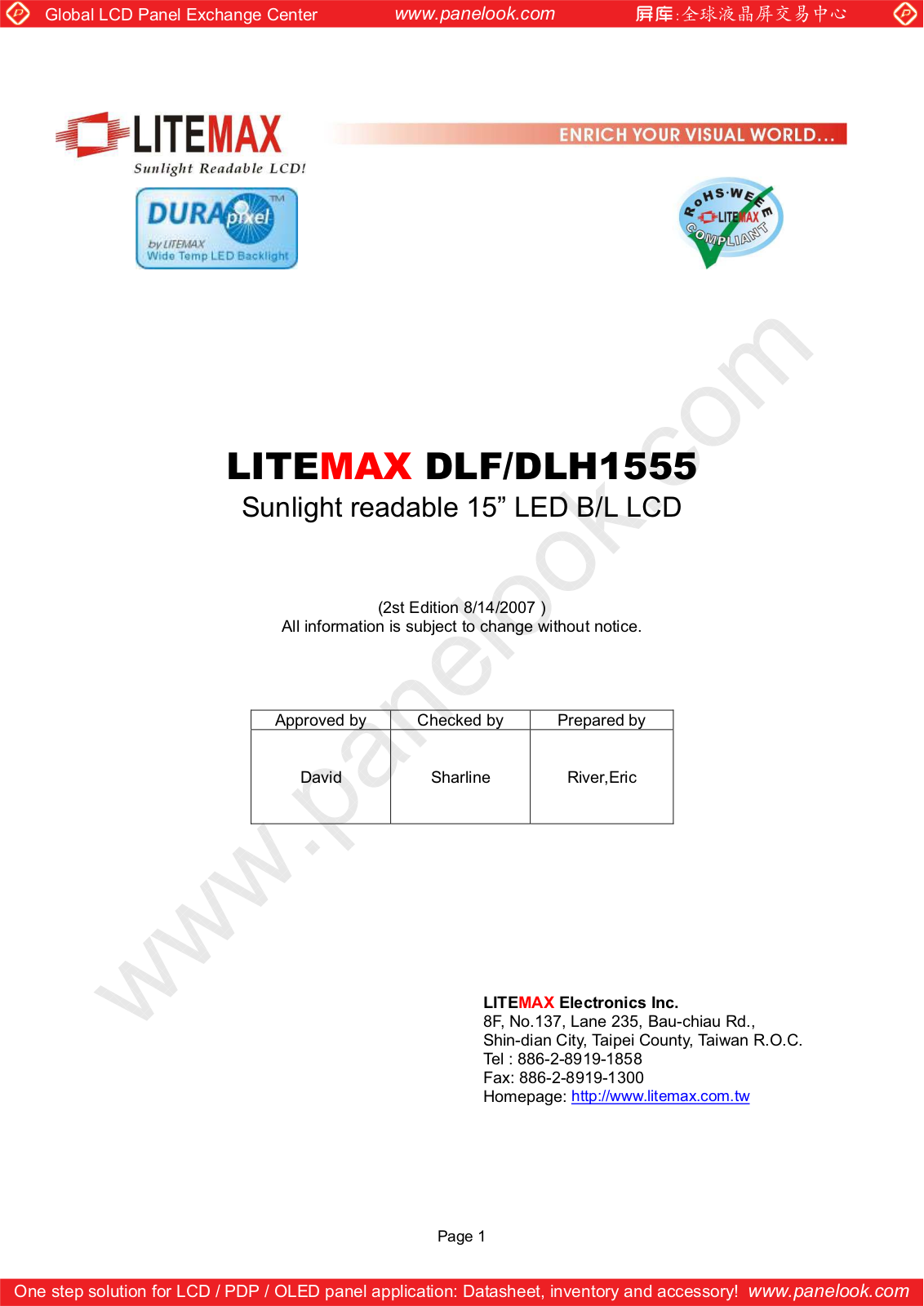 LiteMax DLH1555, DLF1555 Specification - ManualMachine.com