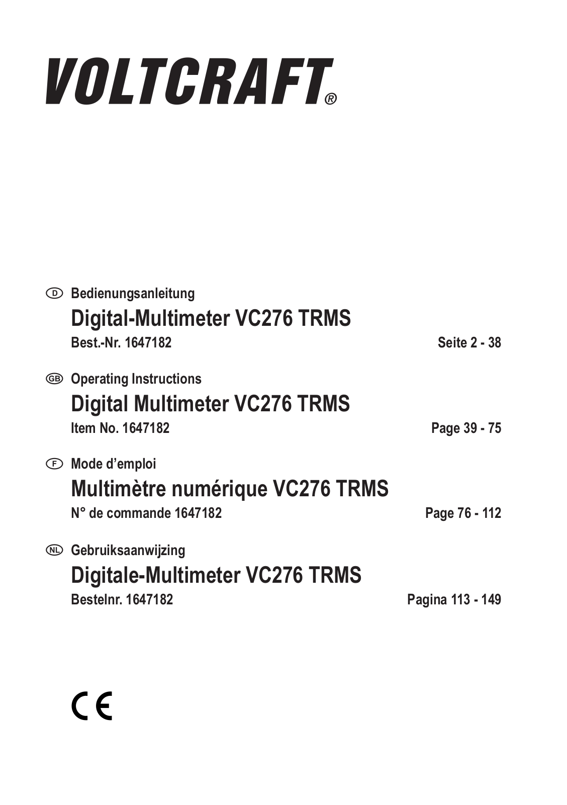 VOLTCRAFT VC276 User guide