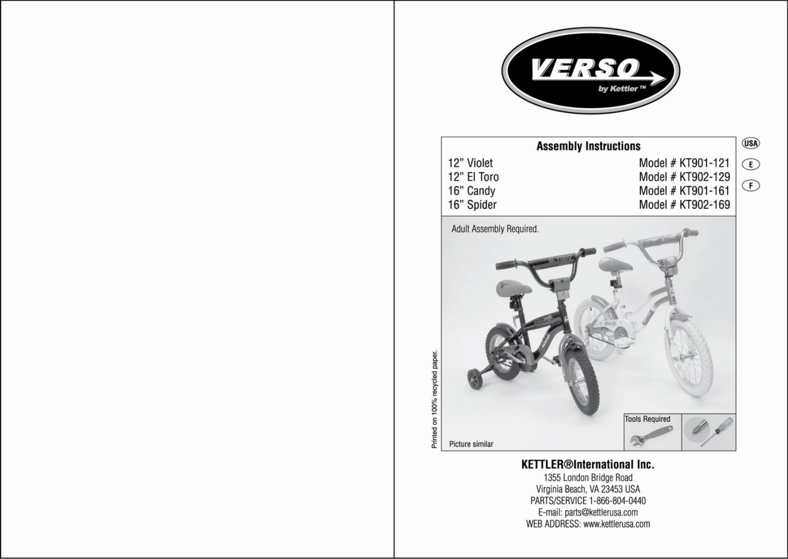 Kettler KT901-121, KT902-129, KT902-169, KT901-161 User Manual