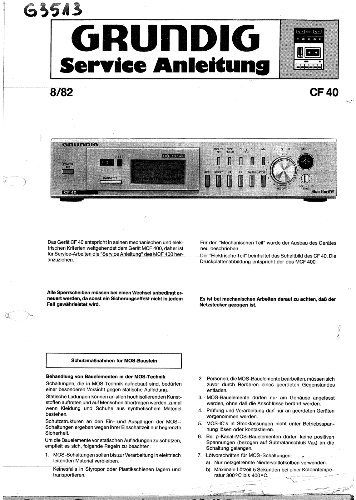 Grundig CF-40 Service Manual