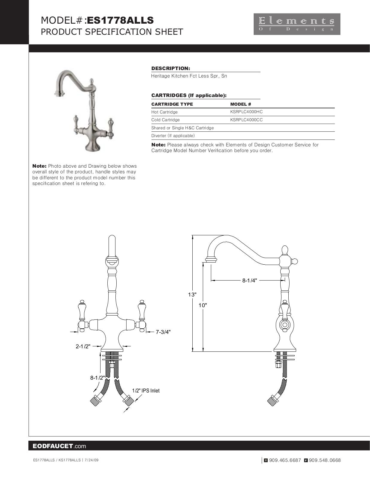 Elements of Design EDE2521 Specifications - ManualMachine.com