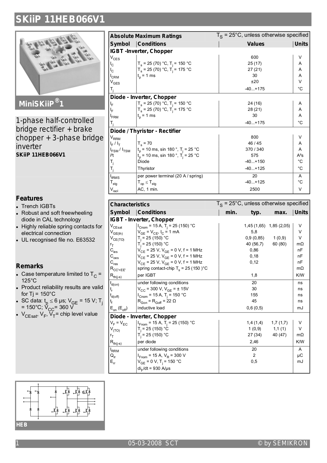 Semikron SKIIP11HEB066V1 Data Sheet