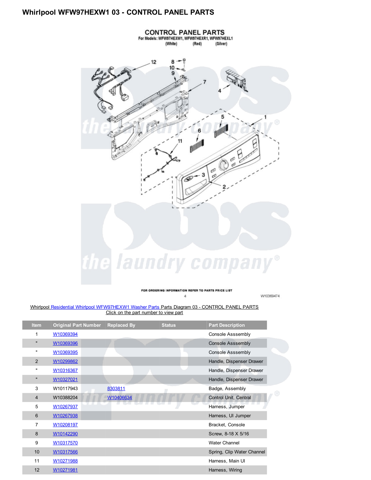 Whirlpool WFW97HEXW1 Parts Diagram