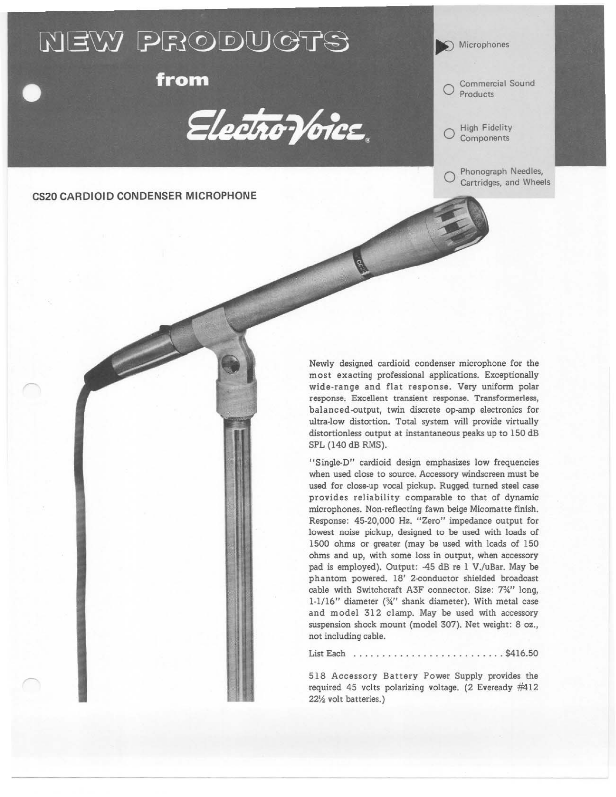 Electro-voice CS20 DATASHEET