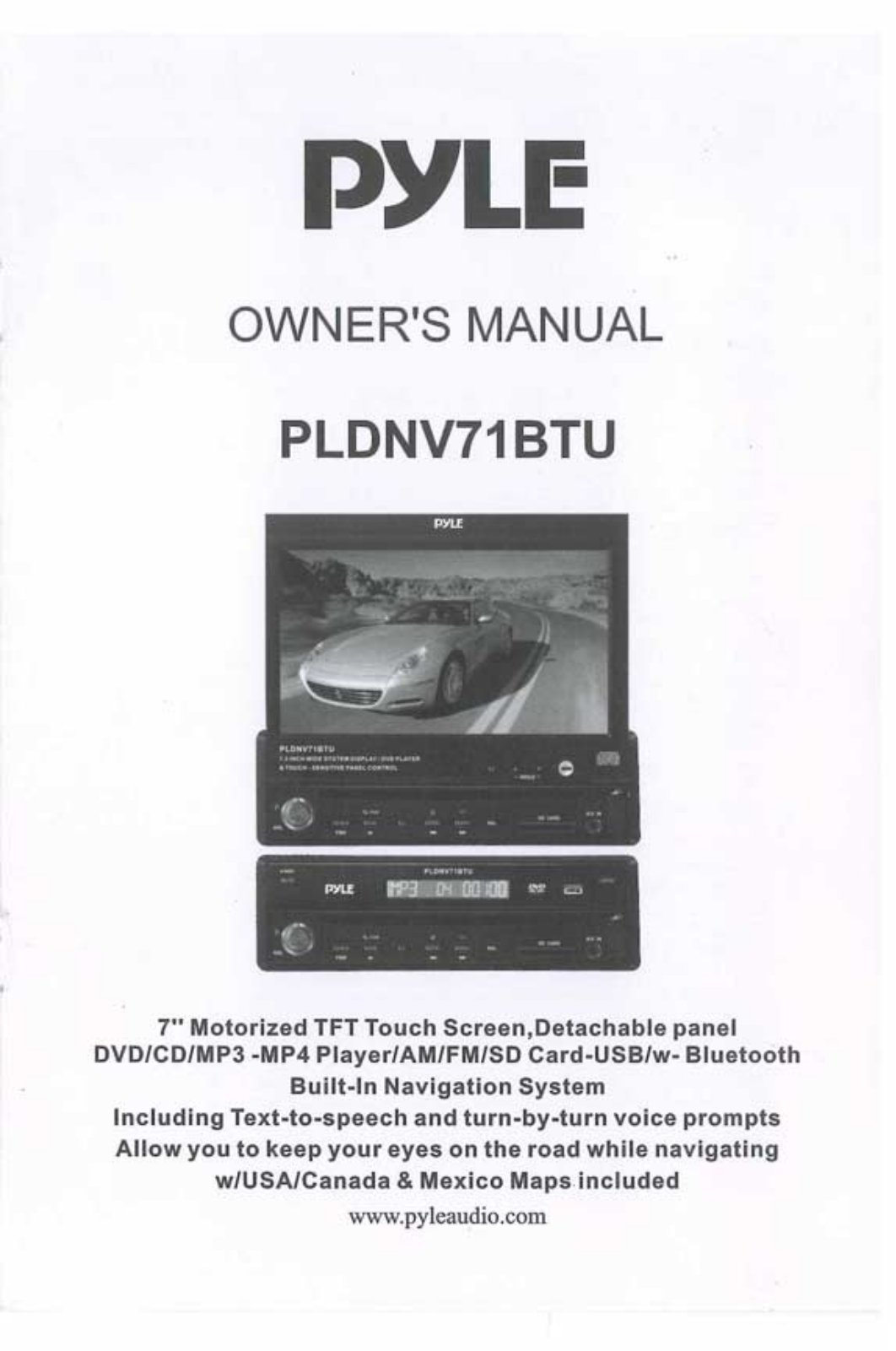 PYLE Audio PLDNV71BTU User Manual