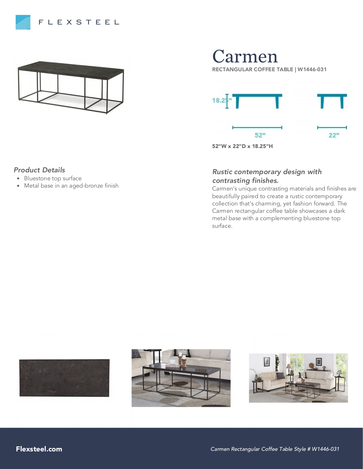 Flexsteel W1446-031 Specification Sheet
