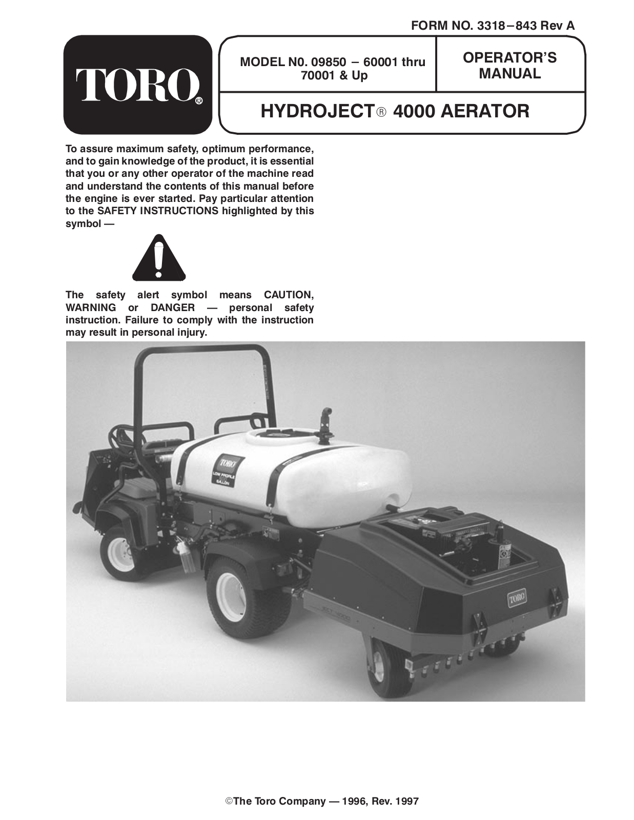 Toro 09850, hydroject 4000 Operator's Manual