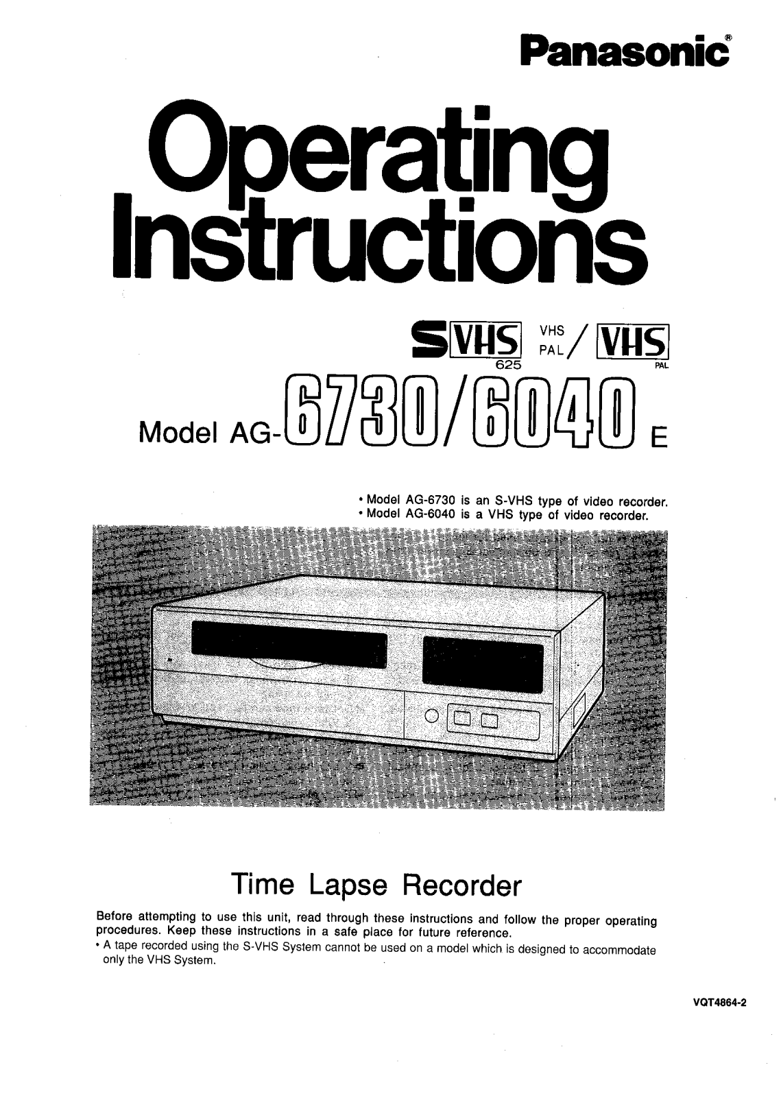 Panasonic AG-6730E User Manual