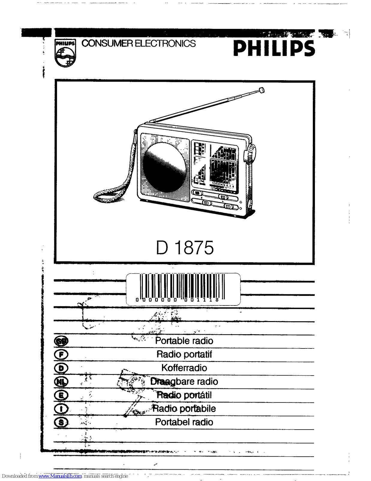 Philips D1875 - annexe 1, D 1875 User Manual