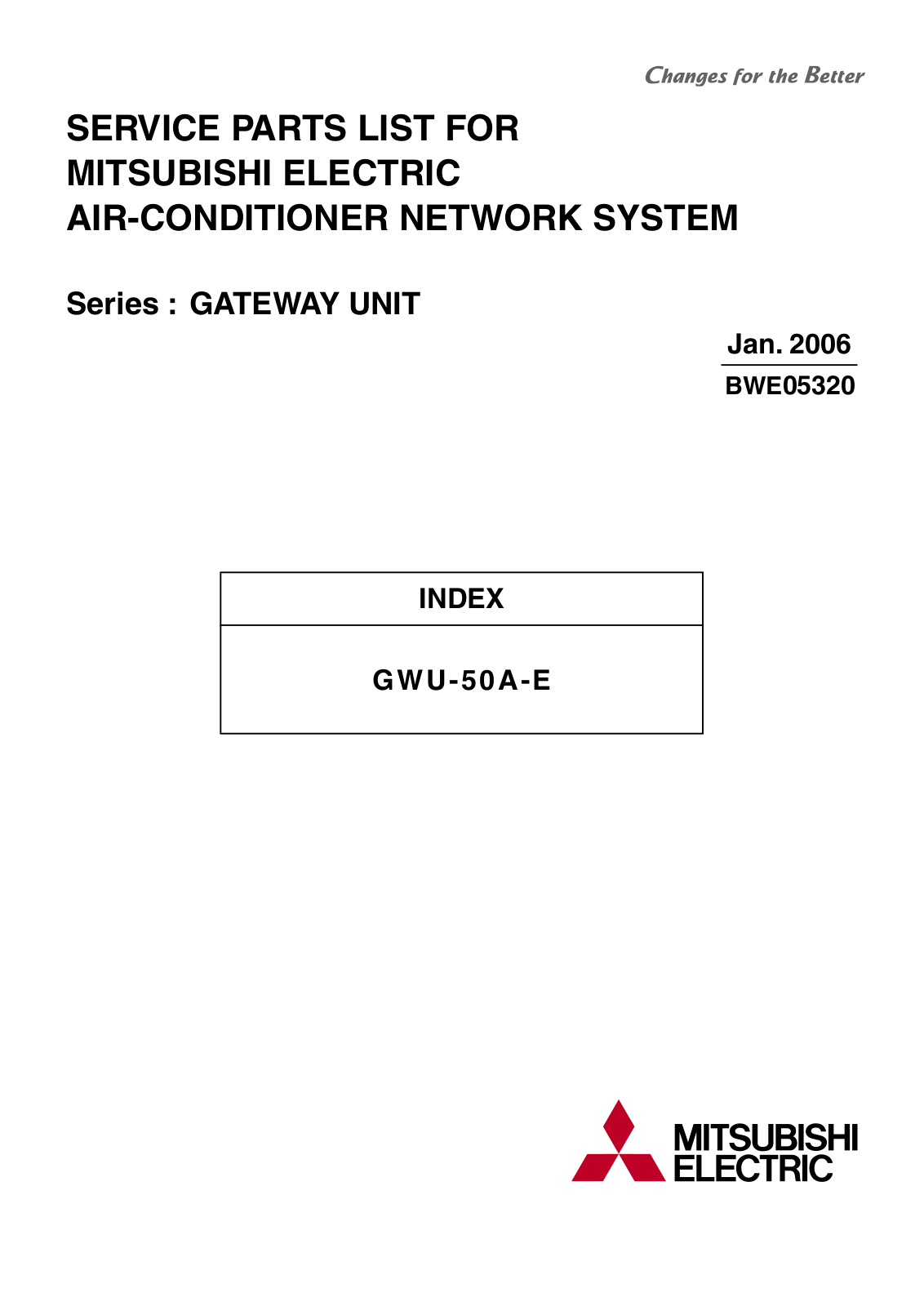 Mitsubishi GWU-50A-E PARTS LIST