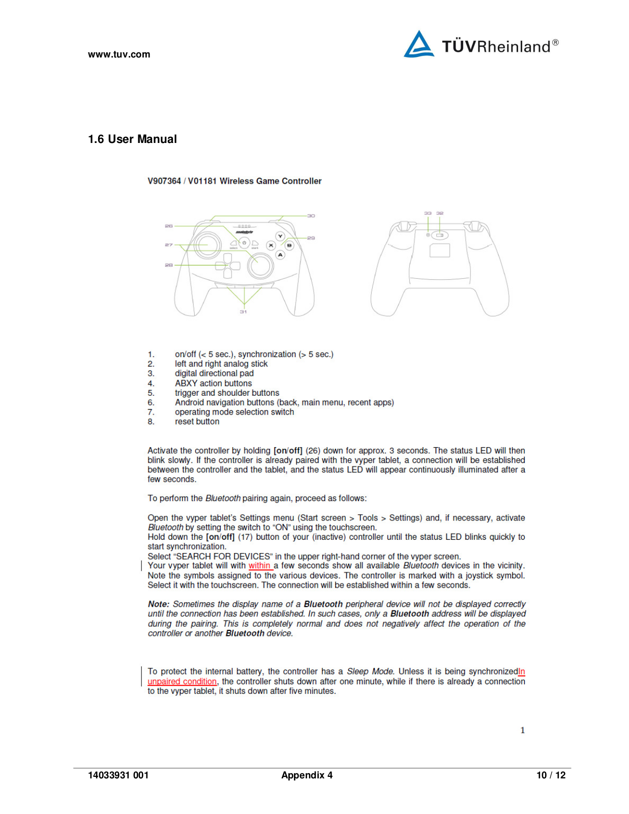 Sunflex Europe V907364 User Manual