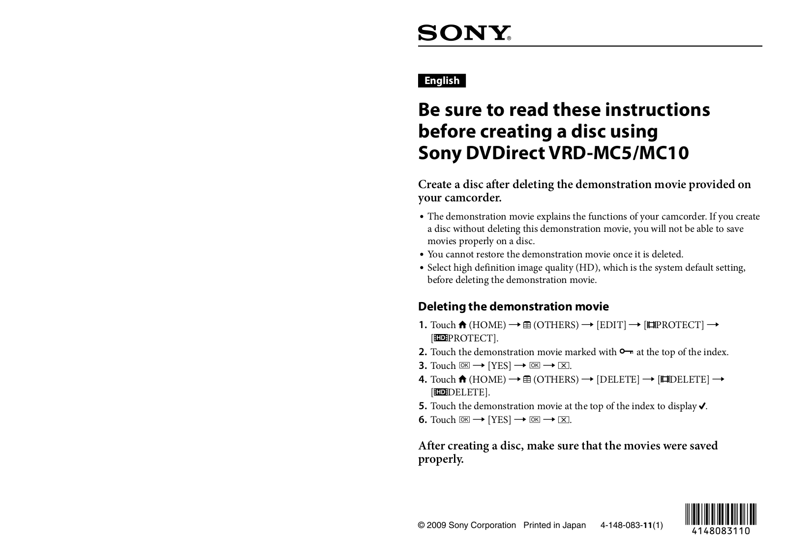 Sony HDR-XR100 User Manual