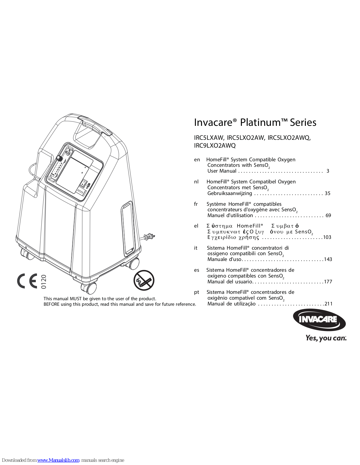 Invacare Platinum IRC5LXAW, Platinum Series, Platinum IRC5LXO2AW, Platinum IRC5LXO2AWQ, Platinum IRC9LXO2AWQ User Manual