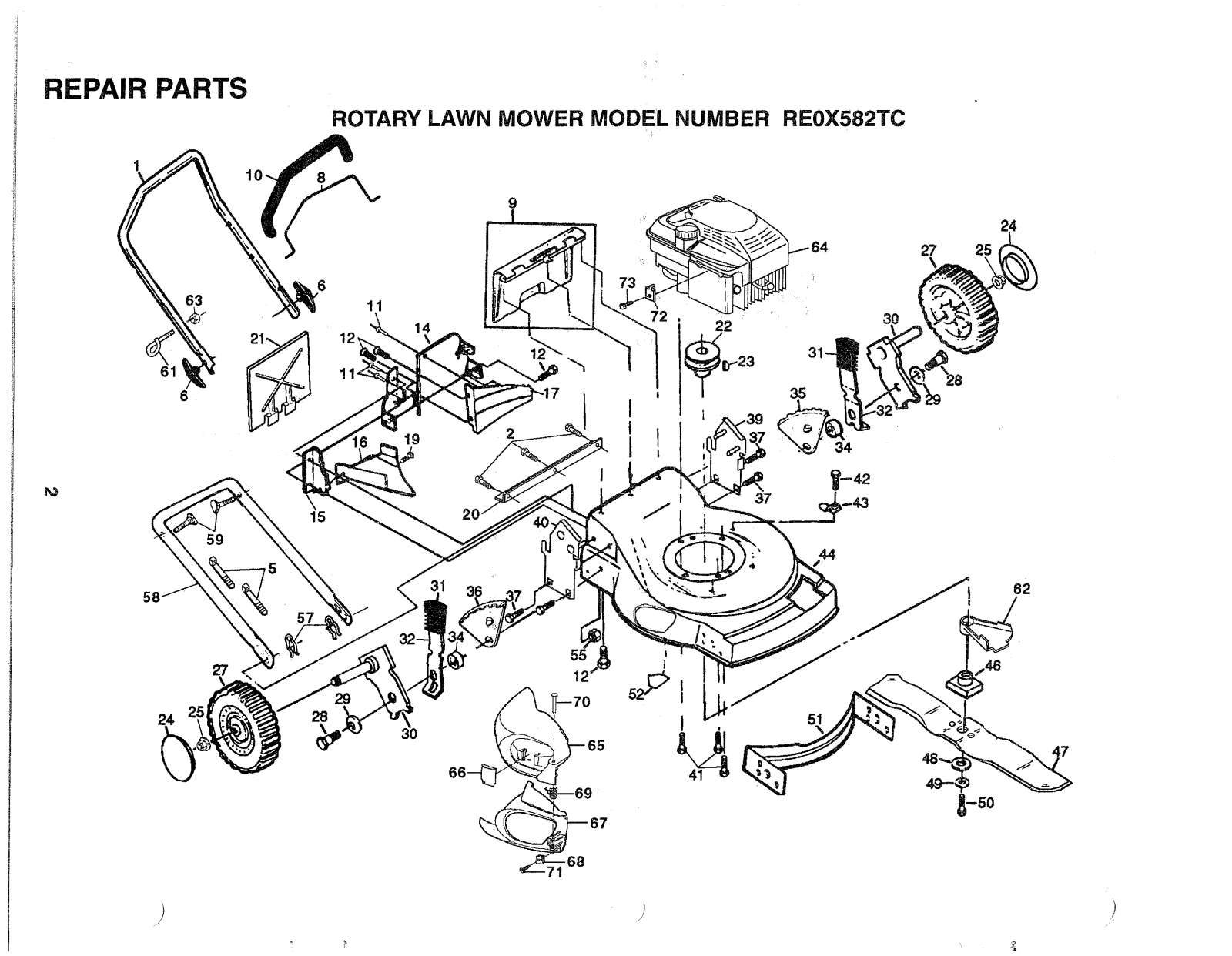 AYP RE0X582TC Parts List