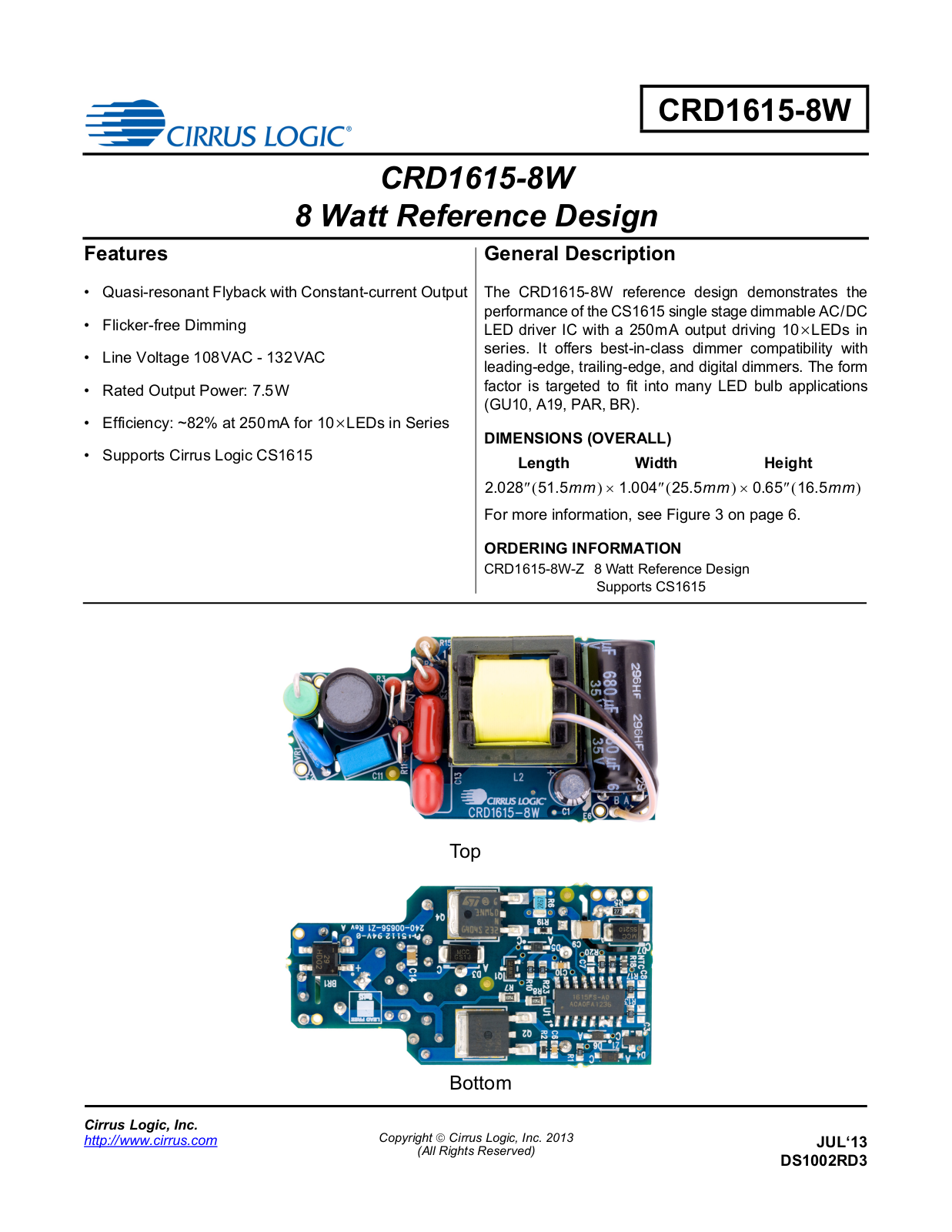 Cirrus Logic CRD1615-8W User Manual