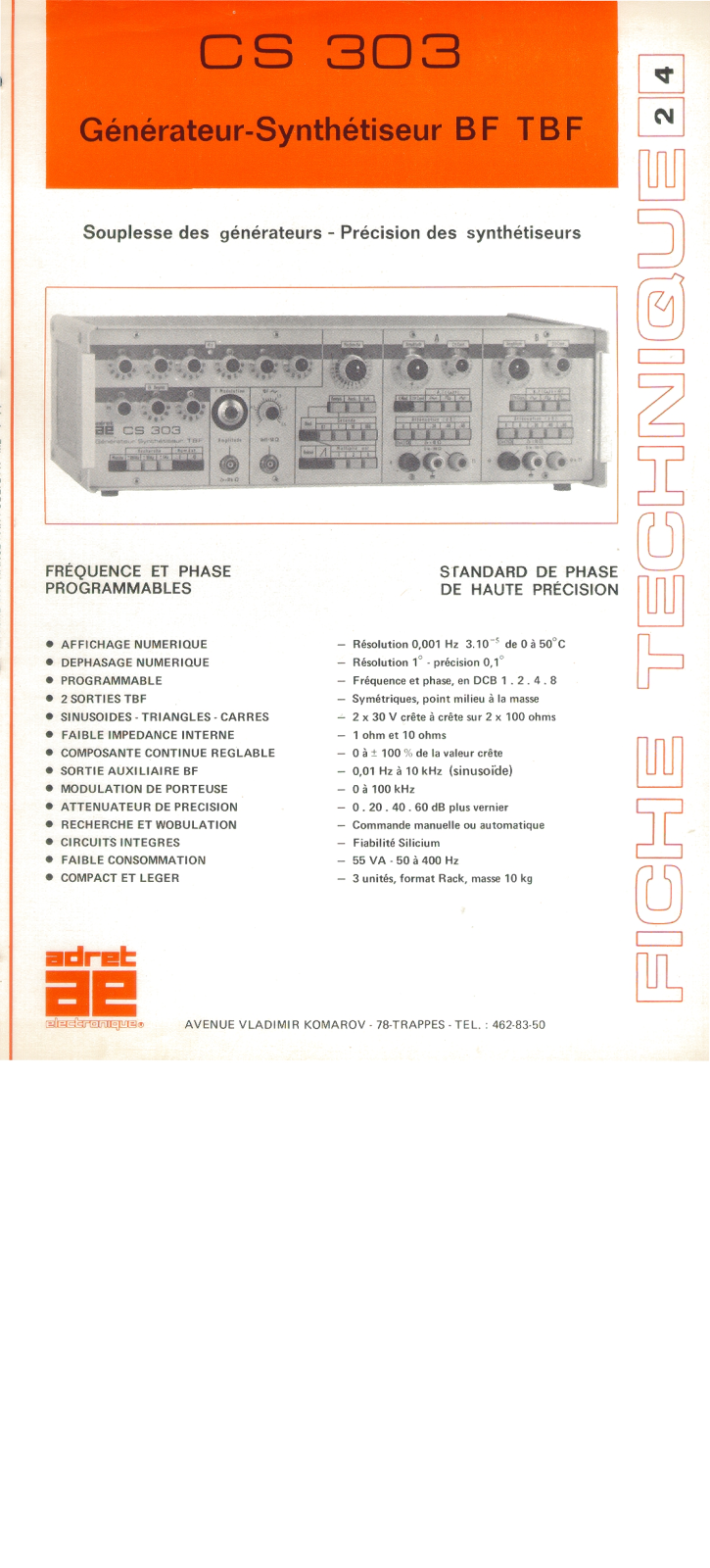 Adret Electronique CS 303 Datasheet