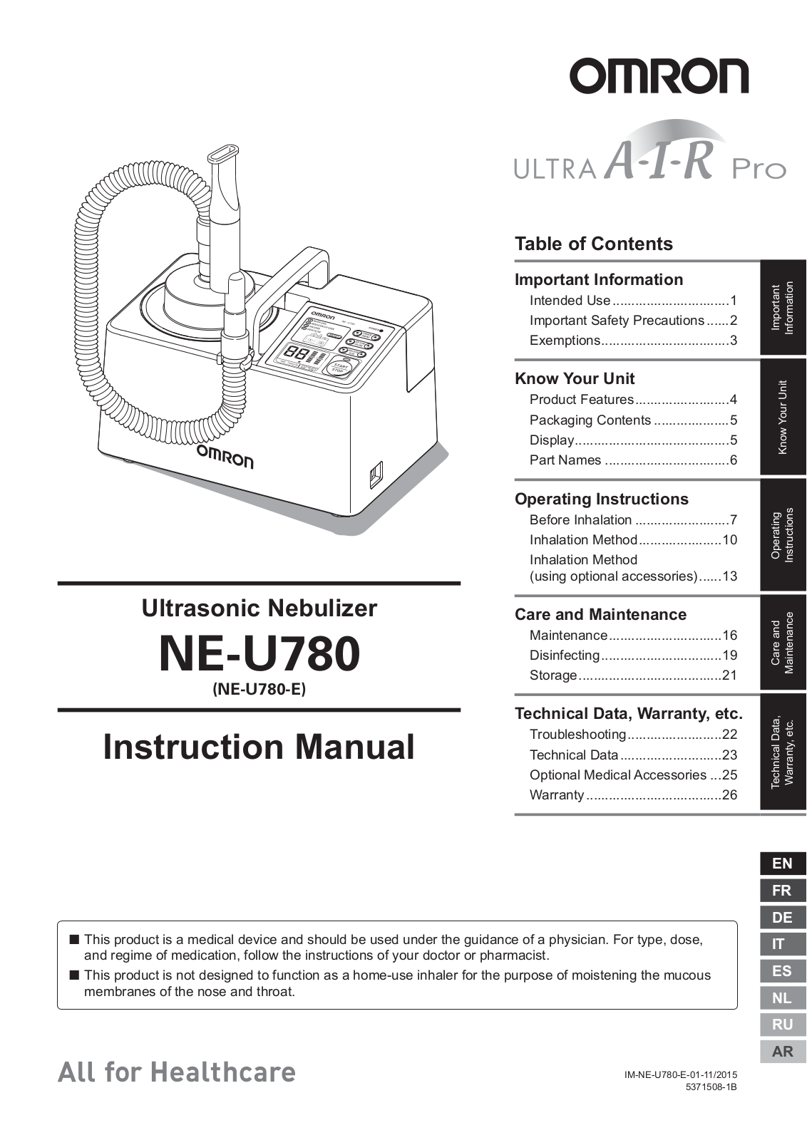 Omron NE-U780 Instruction Manual