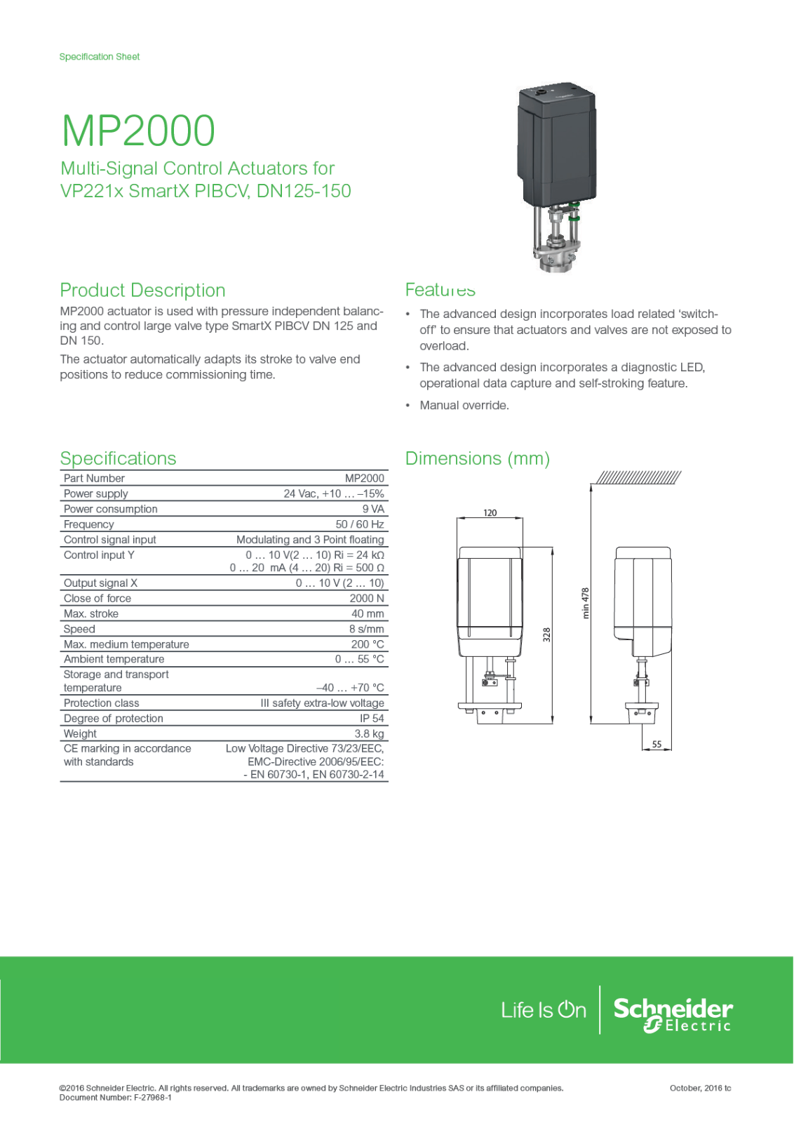 Schneider Electric MP2000 Specifications