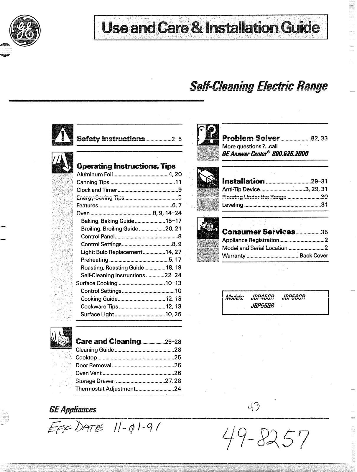 GE JBP56GR, JBP55GR, JBP45GR User Manual - ManualMachine.com