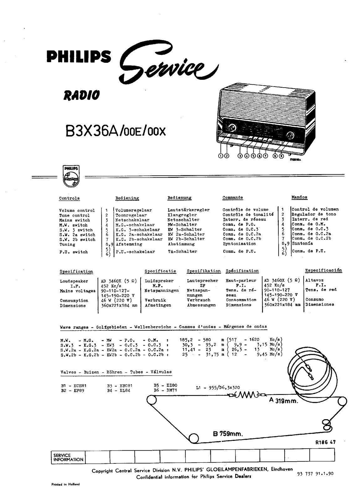 Philips B-3-X-36-A Service Manual