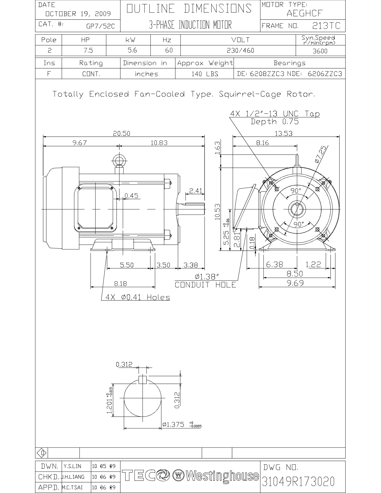 Datasheet GP7/52C Reference Drawing (Teco) - ManualMachine.com