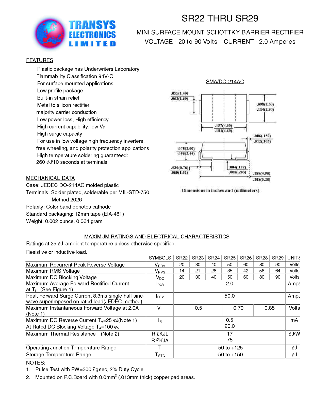 TEL SR22 Datasheet