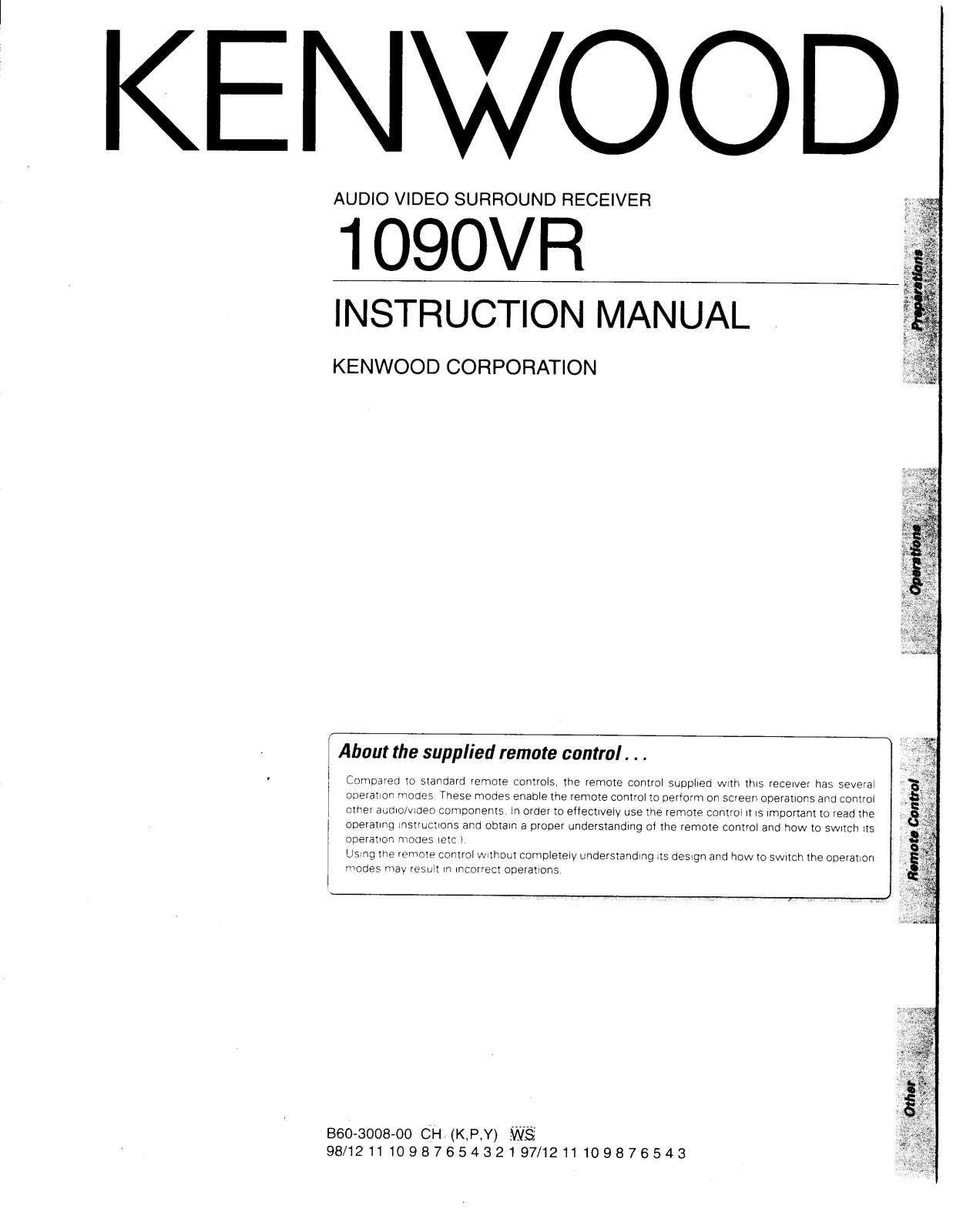 Kenwood 1090VR User Manual