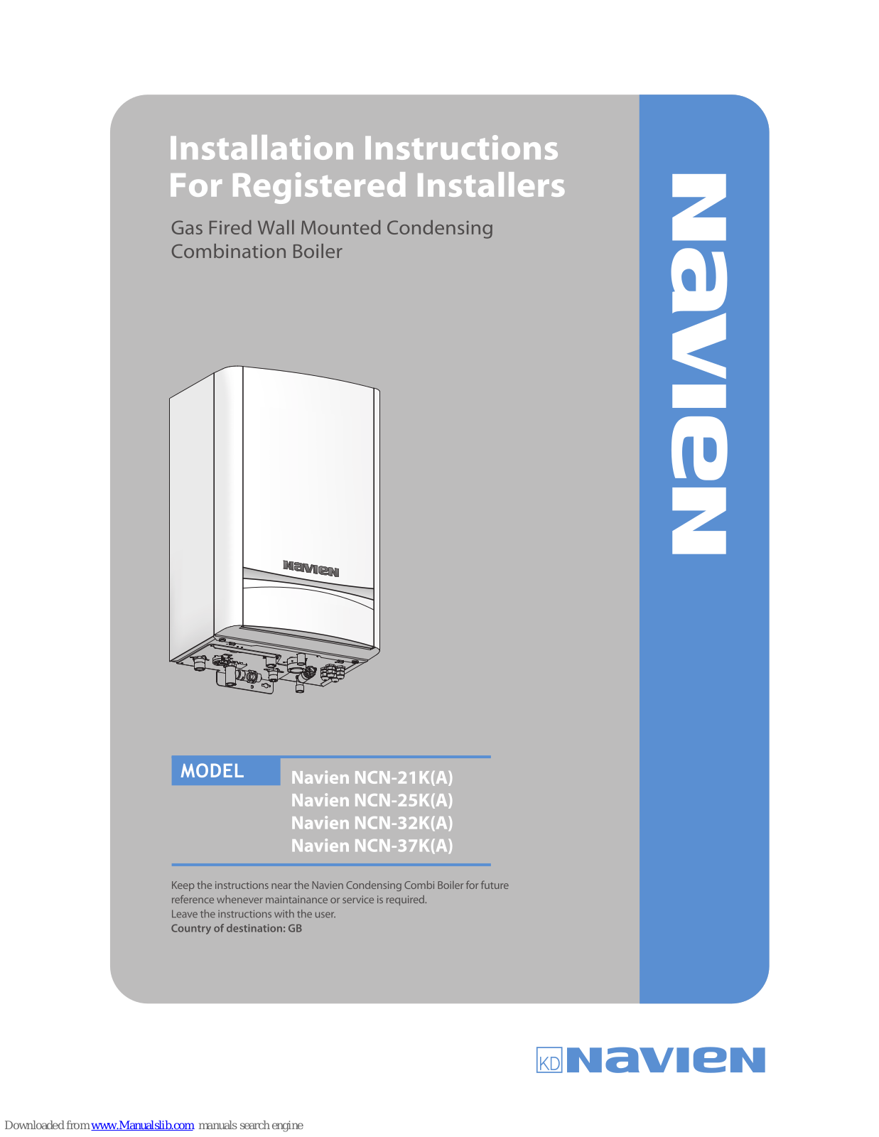 Navien NCN-21K(A), NCN-37K(A), NCN-25K(A), NCN-32K(A) Installation Instructions Manual