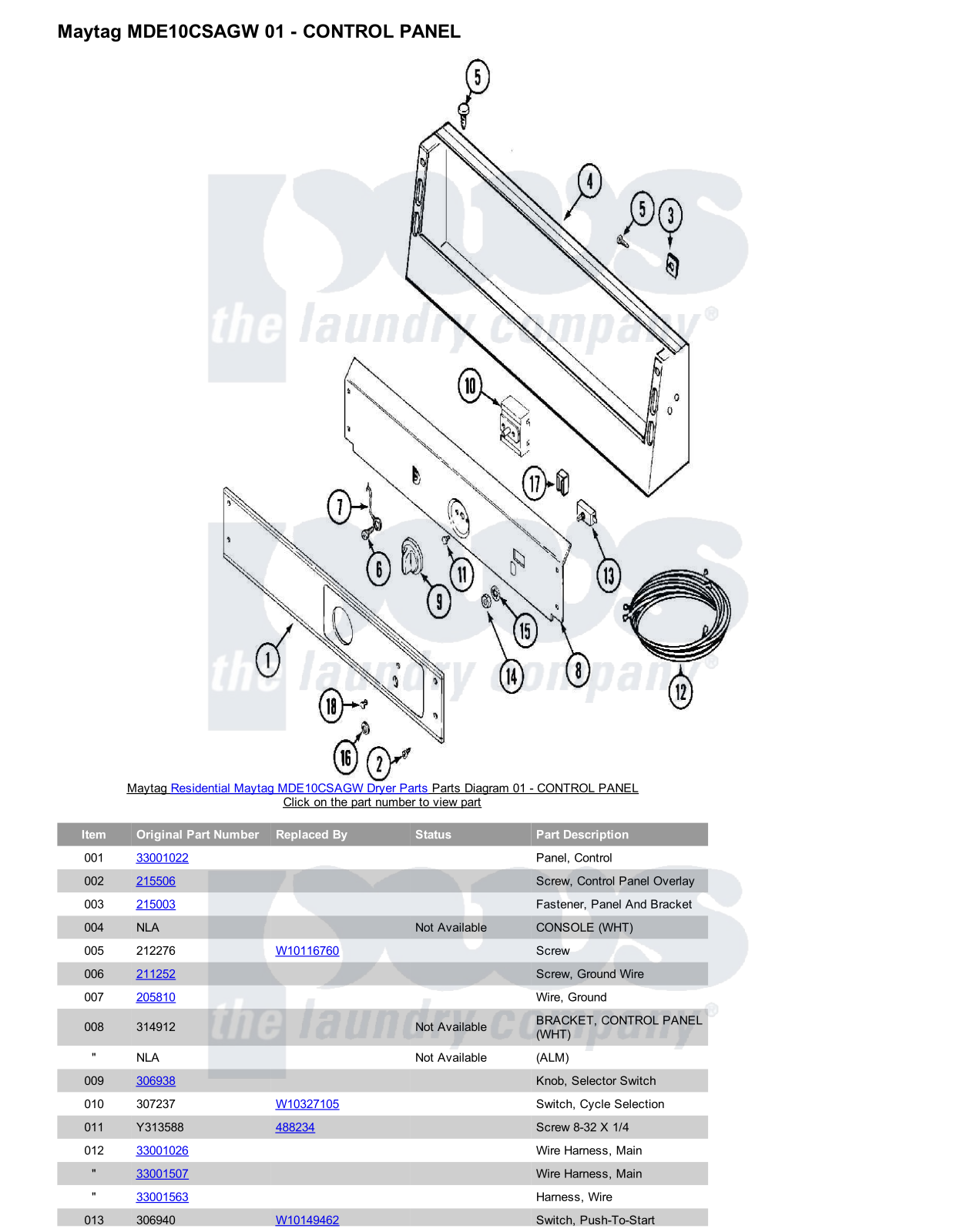 Maytag MDE10CSAGW Parts Diagram