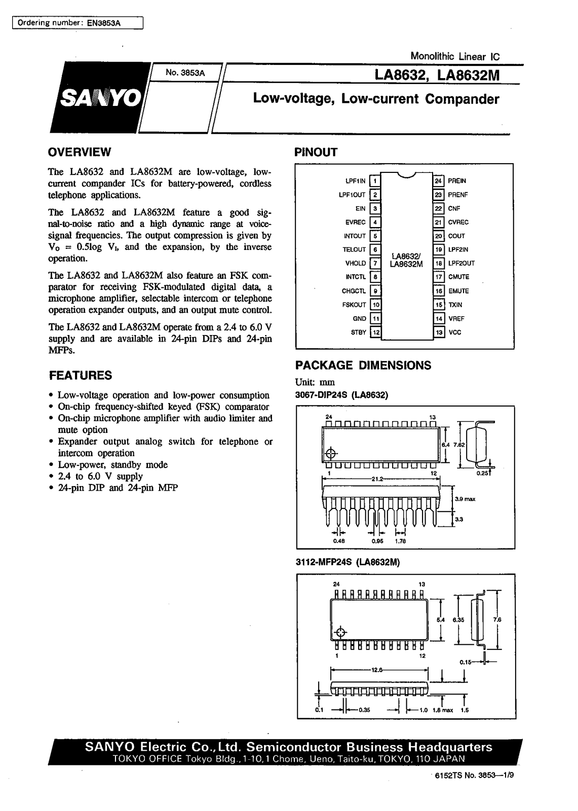 SANYO LA8632M, LA8632 Datasheet