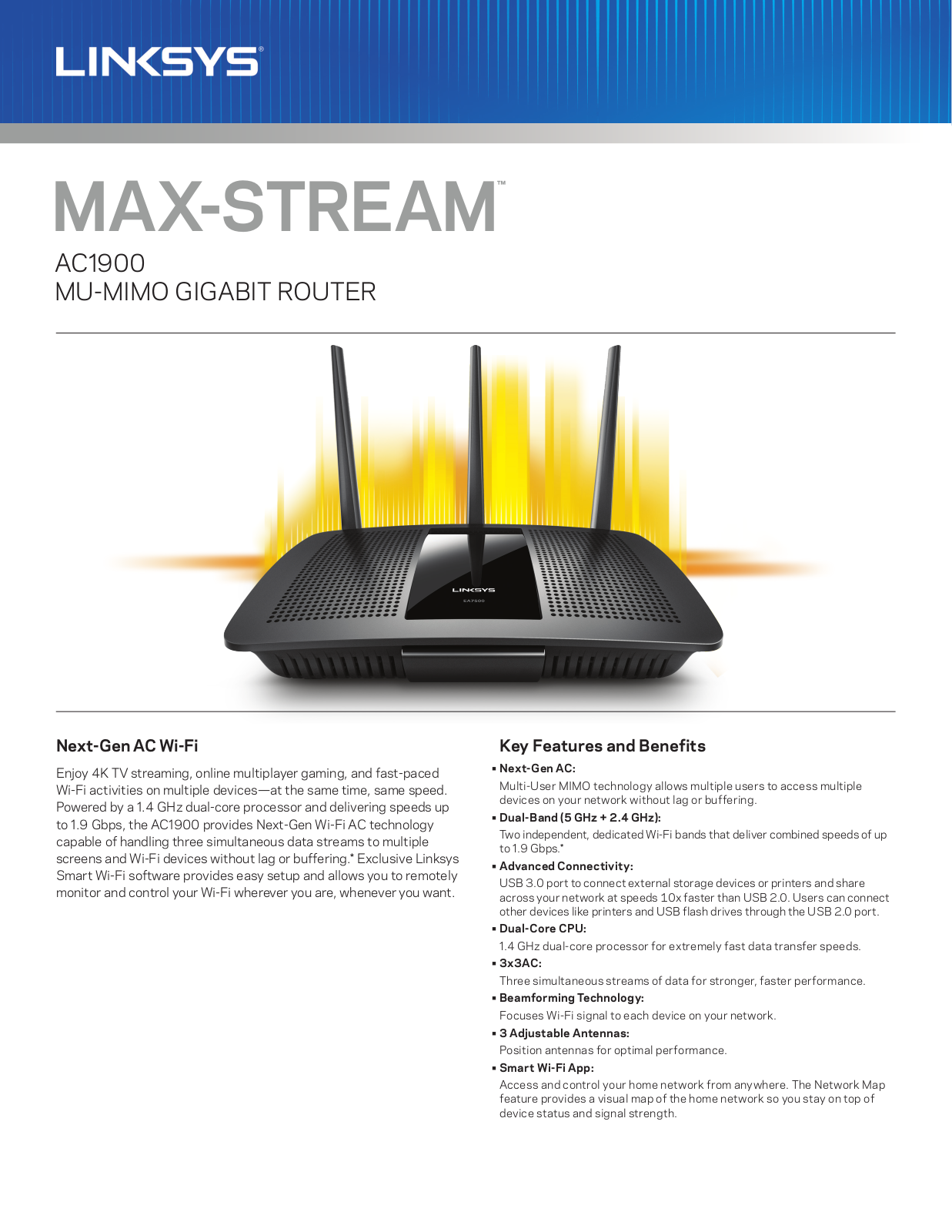 Linksys EA7500-UK Product Data Sheet - ManualMachine.com