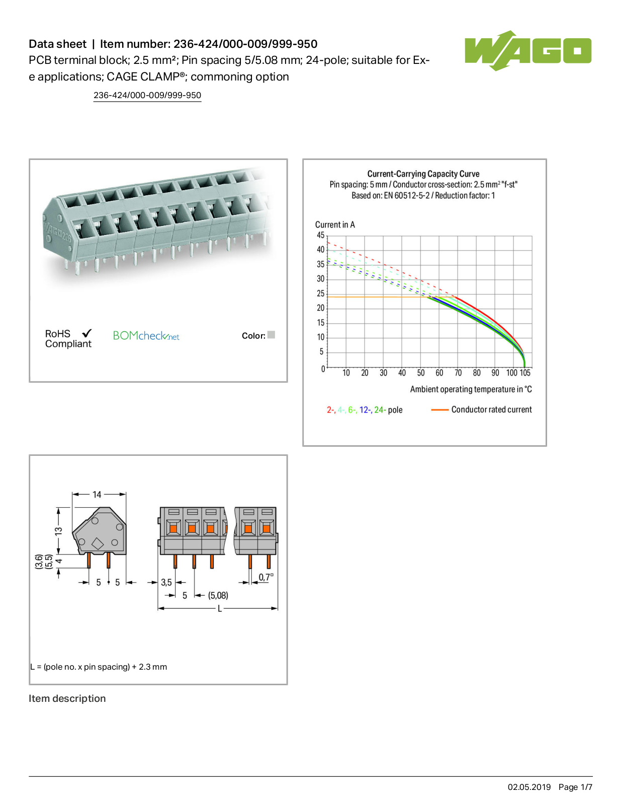 Wago 236-424/000-009/999-950 Data Sheet