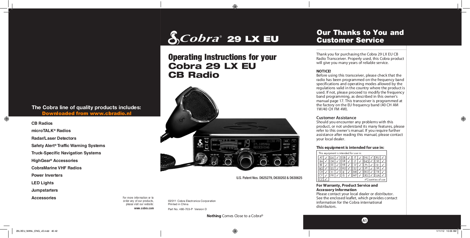 Cobra 29 LX EU Operating Instructions Manual